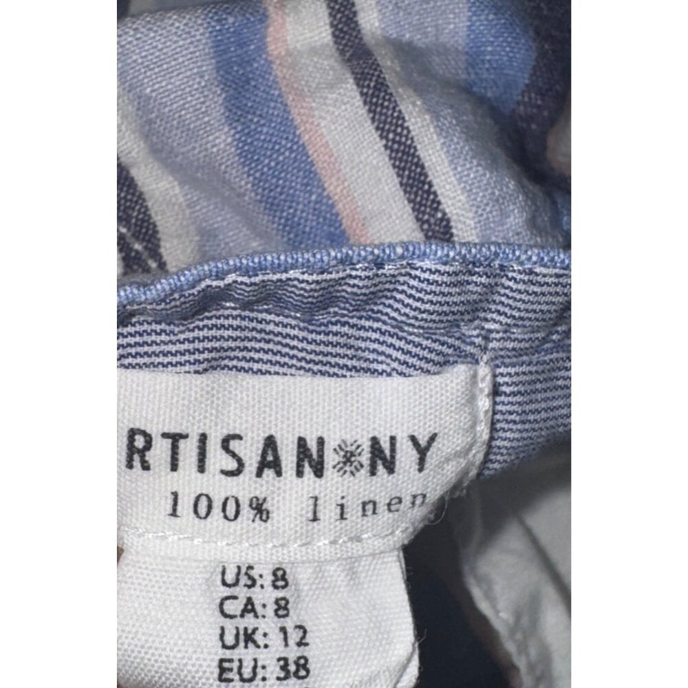Artisan Ny Womens Striped Linen Shorts Blue & Pink Size L - Picture 4 of 8